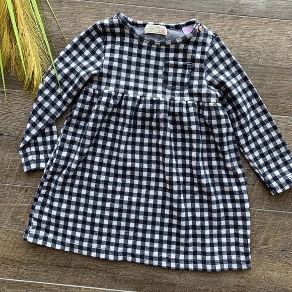 Zara BabyGirl Navy Blue & White Plaid Dress - Picture 2 of 8